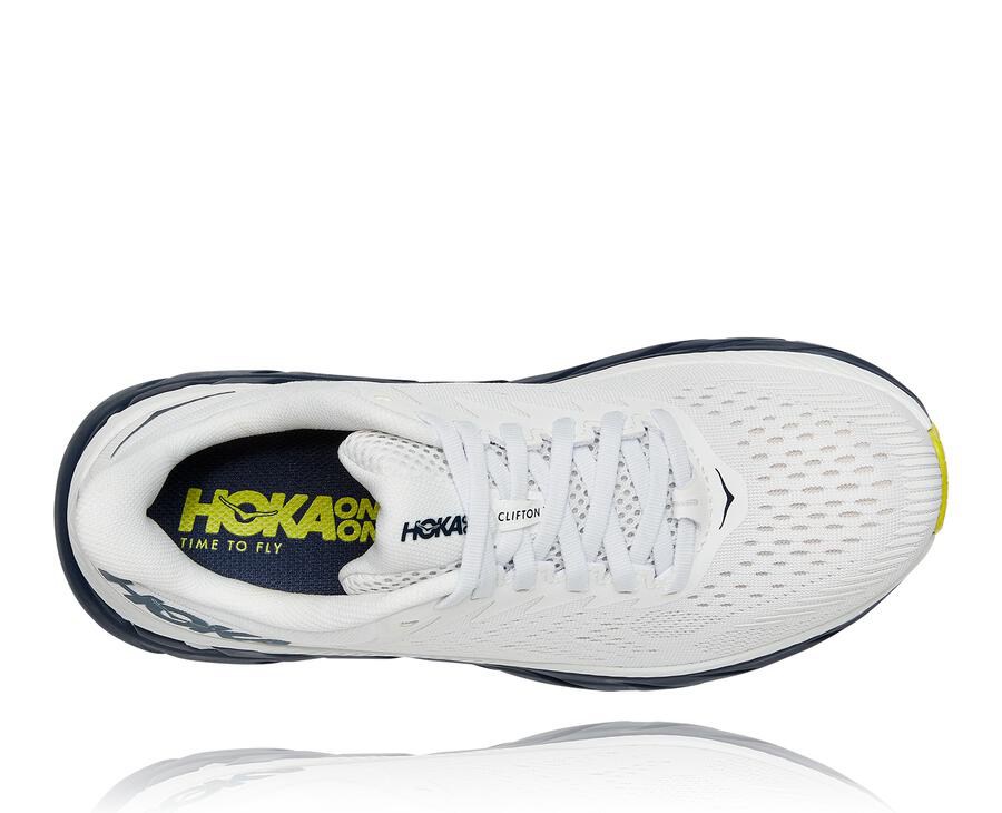 Hoka Australia One One Clifton 7 - Mens Running Shoes White/Black - STPFE-1306